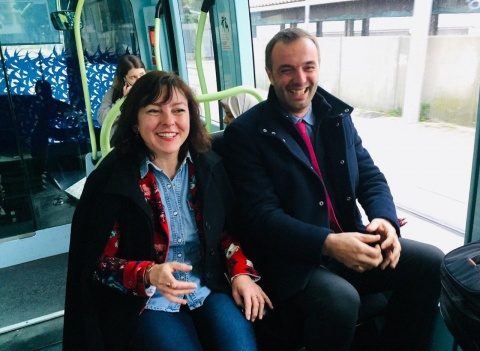 Michael Delafosse et Carole Delga se sont rendus à la Mosson en tram.