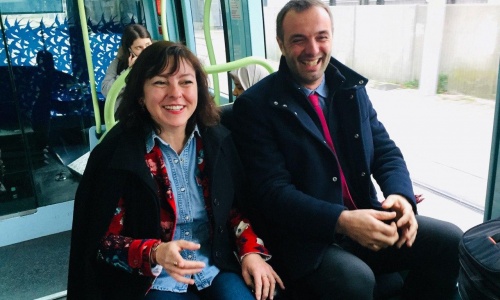 Michael Delafosse et Carole Delga se sont rendus à la Mosson en tram.